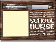 School Nurse Appreciation Gifts, School Nursing Office Gifts, Thank You Gift for Nurse, Sticky Note Holder Wooden Notepad & Pen Holder 6.5" x 4.7" - FTA251