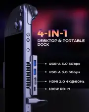 NewQ Portable Steam Deck Dock for Steam Deck/OLED, Stand Design USB C Hub with H