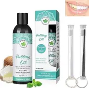 Coconut Oil Pulling Mouthwash,237ml Natural Essential Oils Alcohol Free Mouthwash,Helps with Fresh Breath, Teeth Whitening, Gum Health