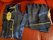 Kids Navy Long Satin Pj Set Peter Alexander Navy Size 10