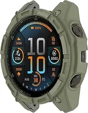 Case Compatible with Garmin Fenix 8 51MM/47MM Solar, Smart Watch Replacement Cases, Bumper Hollow Screen Protector for Fenix 8 51mm/47mm Solar Accessories (Jungle Green, 47MM)