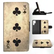 FLIP CASE FOR SAMSUNG GALAXY|THREE 3 OF CLUBS DECK CARDS