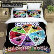v2229 Bed Sheets Cartoon S-Smiling Critters Bedding Set Boys Girls Twin Queen King Size Duvet Cover Pillowcase Bed boys Adult Bedroom 3-Piece Bedding