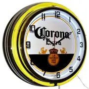19" Corona Extra Beer Sign Double Neon Clock Man Cave Bar Garage Decor (Yellow)