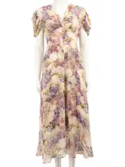 Floral Silk Midi Dress with Slip