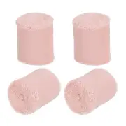 4 Rolls 1.5 In x 5 Yd Handmade Fringe Silk Chiffon Ribbon, Light Pink
