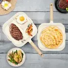 Square Griddle Pan for Stove Top Nonstick Steak Pan with Ergonomic Wood Handle⎑