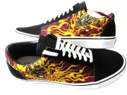 Vans Women's Old Skool Samurai Rising Canvas Suede Skate shoes Black Size 7 NIB