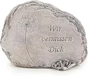Logbuch-Verlag Grave Decoration Mourning Stone Wir vermissen Dich Dandelion Memorial Stone Grave Decoration 10 x 14 cm Grey
