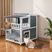 Cat House Two Story Kitty Shelter Large Feral Villa Cat Shelter Weatherproof