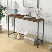 FOUBAM Thin Console Sofa Table for Entryway, Wood Couch Side Table, Hallway End Entrance Computer Desk, Window Table for Plants Indoor, Slim Coffee Table, Vintage Brown