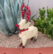 Metal Rudolph Reindeer | Handmade Yard Art Garden Decor | Christmas Sculpture