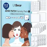 LitBear Large Pimple Patches 7 Sizes 112 Counts Big Acne Patches XL Hydrocoll...