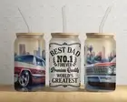 16oz Frosted Double Wall Glass Tumbler with Lid & Straw-Best Dad Design