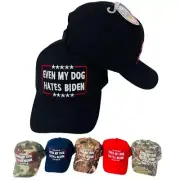 TRUMP 2024 EVEN MY DOG HATES BIDEN SUKS EMBROIDERED HAT CAP (BLUE)