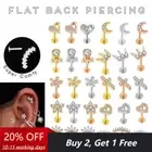 Labret Piercing Ear Ring Surgical Steel 6 8mm Stud Crystal Flat Back Tragus 316L