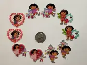 10Pcs dora the explorer Mixed Lot Flatback Resin Cabochon Hair Bow Center Supply