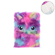 Catzon Plush Notebook Faux Fur Cartoon Hardcover cute notepad for Kids-Purple
