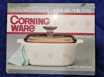 Vintage Corningware Forever Yours Covered Casserole 1 1/2 QT(A-1 1/2-177) NOS
