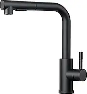FORIOUS WELS Kitchen Tap, Kitchen Taps Mixer for Sink with Spout Swivels 360° Single Handle Two Spray Function, Pull Out Flexible Hose, Matte Black
