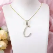 1.50 Ct Natural Moissanite "C" Initial Letter Pendant in 14K Yellow Gold Finish