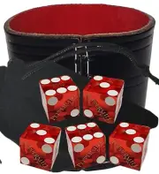 Peppermill Reno Casino Craps Dice Red Polished +Genuine Leather Cup Wide Opening