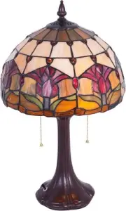 Red Tulip Tiffany Style Stained Glass Table Lamp Bed Room Bedside Reading light