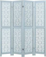 Giantex 165cm Wooden Room Divider, Folding Privacy Screen with Carved Cutout Pattern & Solid Wood Frame, Fully Assembled Room Partition Stand for Living Room Home Office (4-Panel)