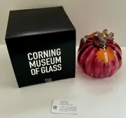 Lynn LaBarr 8” Pink Glass Pumpkin Hand Blown Corning Museum of Glass - NEW