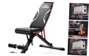 Adjustable Weight Bench with Headrest, Foldable Workout Bench for Home Black