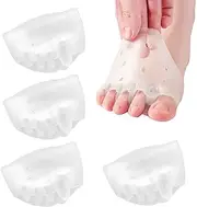 Itadaku 4 Pcs Silicone Toe Separators for Overlapping Toes, Foot Corrector for Hammertoe & Yoga Practice, Toe Spacers for Men and Women (Transparent)
