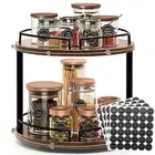 Wood Lazy Susan 2 Tier 12 inch Rotating Spice Rack Turntable Kitchen Countert...