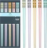 5 Pairs Fiberglass Chopsticks-Reusable Chopsticks Dishwasher Safe, 9.6in/24.3cm Matte Non-Slip Family/ Hotel/ Restaurant Chop Sticks, Chinese/Japanese Hair Chopstick Gift Set, Sakura