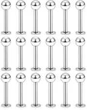 [Yaalozei] 18PCS 16G Stainless Steel Labret Monroe Lip Ring Tragus Helix Cartilage Earring Stud Barbell Body Piercing Jewelry Bar Length 8-12mm