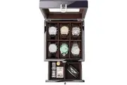 Men's Wooden Watch Box with Glass Top - 2-Tier Display for Wristwatch Storage