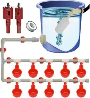 Complete Set Pipeline Automatic Chicken Nipple Waterer Cups and 1/2 PVC Tee Fitt