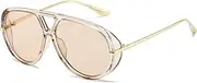 [PORADAY] Oversized Aviator Sunglasses for Women Men Retro Large Frame Shield Sun Glasses Trendy Vintage Shades