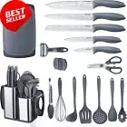 18 Pieces Kitchen Set-7 Cooking Utensils Set,5 Knife Block Set,6 Spatula Set