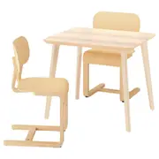 LISABO / LYCKAN table and 2 chairs, ash veneer/birch veneer, 88x78 cm