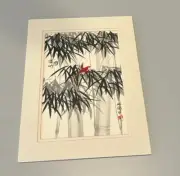 Elegant Studio Pui Lan Mixed media Original Art Print - Bamboo/Bird -Super clean