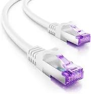 deleyCON 1 m CAT7 Network Cable - 10 Gigabit - RJ45 Patch Cable Ethernet Cable (Copper, SFTP PiMF Shielding) - for High Speed LAN DSL Switch Modem Router Patch Panel CAT7 CAT6 CAT5 - White