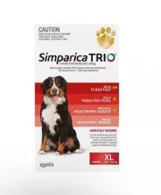 SIMPARICA TRIO for Dogs 40.1 to 60 Kg Red Pack Heartworm Flea Control 6 Chews
