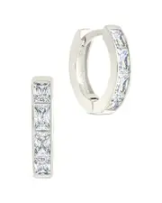 Sterling Forever CZ Anwen Emerald Cut Hoop Earrings