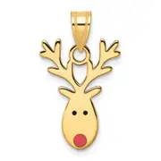 14k Yellow Gold Enameled Reindeer Charm