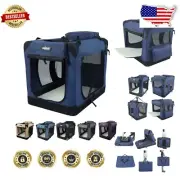 Lightweight 3-Door Soft Dog Crate with Fleece Bed - Perfect for Travel, 20"x14"