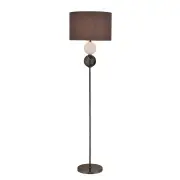 Angie Modern Fabric Shade Orbs Design Metal Floor Lamp Light Pewter