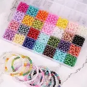 CAOLINLINGG 1960Pcs Bracelet Beads Kit with Storage Box 28 Colors Beads Making Kit DIY Craft Beads Set 6mm Jewellery Beads Kit Bright Color Jewelry Making Kit Portable for Women Adult Teen Girls DIY L