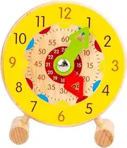 Abaodam 1Pc Educational Teaching Clock Wooden Learning for Clock with Graphics Safe and Early Learning Tool for Telling for Home and Classroom Use