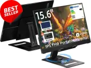 15.6" Portable Monitor, 1080P, Adjustable Stand, Speakers