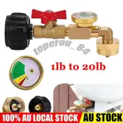 1lb to 20lb tank Propane Refill Elbow Adapter with Gauge + ON-Off Control Valve
